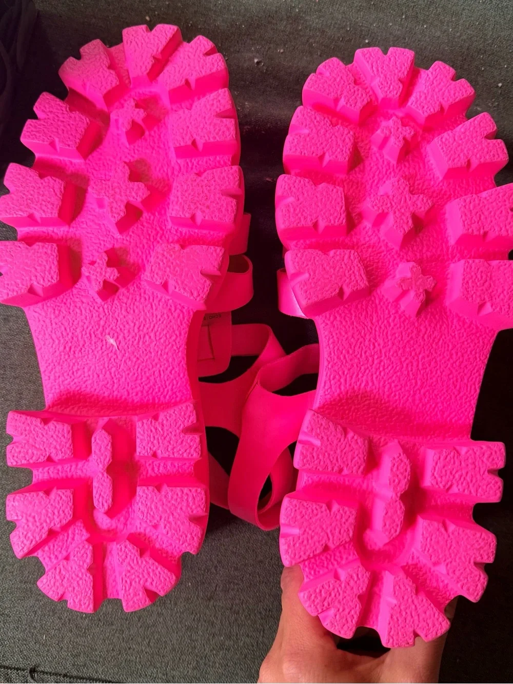 Steve Madden Neon Hot Pink Chunky Platform Sandals
